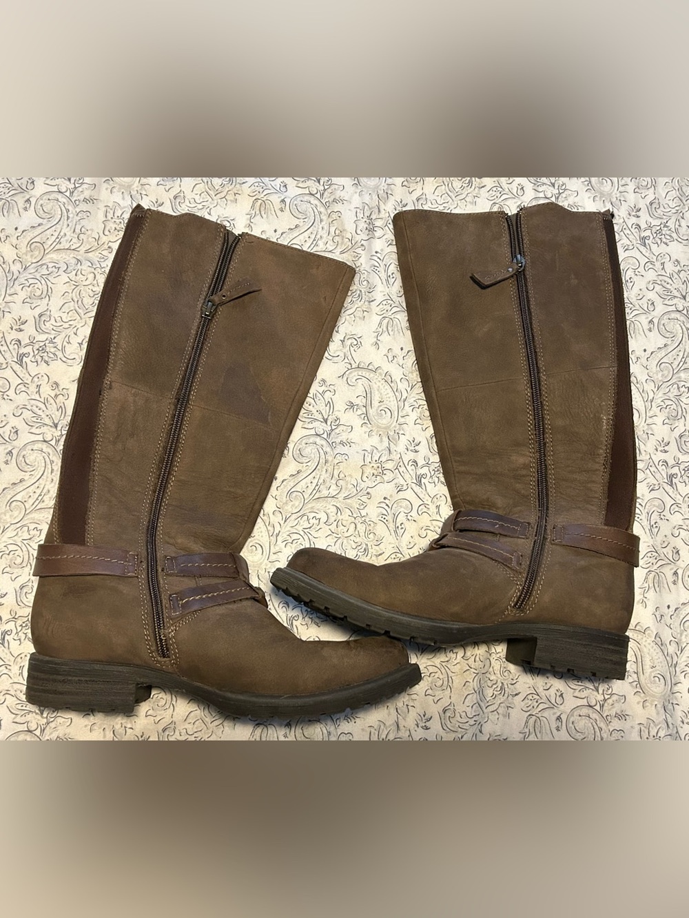 Earth Sierra Leather Knee-High Riding Boots - Stone Vintage Brown - Women's 8.5B